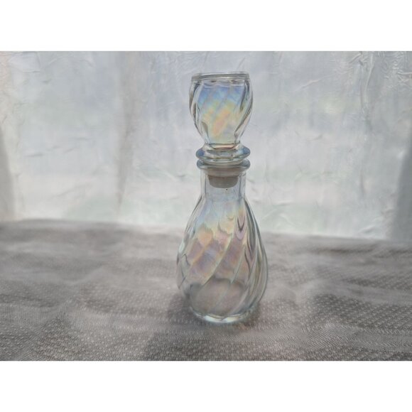 Vintage Iridescent Swirl Glass Perfume Bottle With Stopper - Picture 2 of 6
